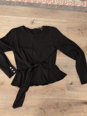 Forever 21 Black Tie-Front Peplum Blouse